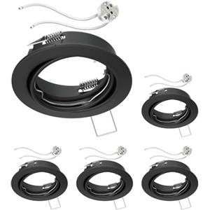 ledscom.de 5 pezzi Telaio da incasso a soffitto FERE telaio da incasso nero opaco orientabile (LED/alogeno/MR16/50mm) incl. presa GU5.3