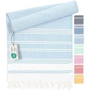 Fit-Flip Telo hammam - asciugamano mare cotone antisabbia XXL - asciugatura rapida - teli sauna fouta, asciugamani spiaggia ideale come sarong e per doccia - Blu Ghiaccio - 100x200cm Diamond