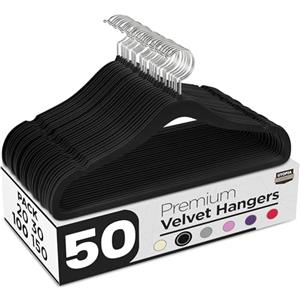 Utopia Home Appendini in velluto - grucce appendiabiti, appendini armadio per camicie, giacche e abiti, Antiscivolo e resistente (Nero, confezione da 50)