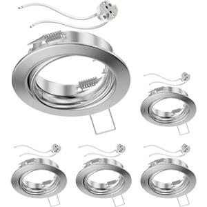 ledscom.de 5 pezzi cornice da incasso a soffitto FERE cornice da incasso cromo opaco orientabile (LED/alogena/MR16/50mm) incl. presa GU5.3