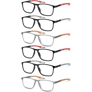AOOSU Occhiali da Lettura, 6 Paia Occhiali da Lettura Sportivo, Uomo e Donna Anti Luce Blu, Ultraleggero, Comodo e Flessibile, per Lavoro, Casa e Tempo Libero, 1.00