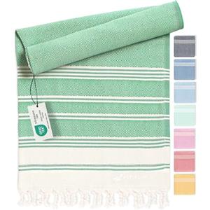 Fit-Flip Telo hammam - asciugamano mare cotone antisabbia XXL - asciugatura rapida - teli sauna fouta, asciugamani spiaggia ideale come sarong e per doccia - Verde - 100x200cm Diamond