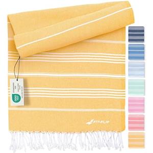 Fit-Flip Telo hammam - asciugamano mare cotone antisabbia XXL - asciugatura rapida - teli sauna fouta, asciugamani spiaggia ideale come sarong e per doccia - Miele - 100x200cm Sultan