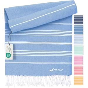 Fit-Flip Telo hammam - asciugamano mare cotone antisabbia XXL - asciugatura rapida - teli sauna fouta, asciugamani spiaggia ideale come sarong e per doccia - Blu - 100x200cm Sultan