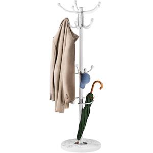 Casaria® Attaccapanni in Metallo con Base 14 Ganci Ruotabile 360° 37x37x175cm Corridoio Ufficio Appendiabiti Bianco