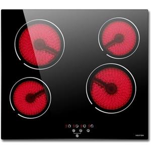 Noxton Piano Cottura Vetroceramica 4 Fuochi, 6000W Piano Cottura Elettrico 60cm in Vetro, Cucina Piastra in Vetroceramica Applicabile per Maggior Pentola, Controlli Touch, Timer, Blocco di Sicurezza