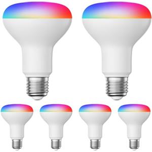 ledscom.de 6 pezzi E27 lampadine LED RGB, R80, bianco caldo - bianco freddo (2700-6300 K), 9,9 W, 950lm, Smart Home, WLAN, Alexa, opaco