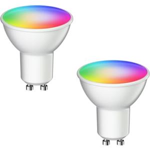 ledscom.de 2 lampadine GU10 LED RGB, PAR16, bianco caldo - bianco freddo (2900-6200 K), 5,5 W, 473lm, 103°, Smart Home, WLAN, Alexa, opaco