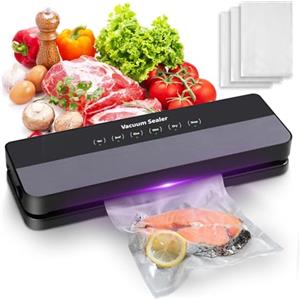 AUAUY Macchina Sottovuoto Alimenti 5 in 1, Professionale Automatica Sigillatore Sottovuoto Macchina 65 kpa, per Alimenti, Cibo Secco, Cibo Umido e Fresco, con 30 Buste per Aspirare