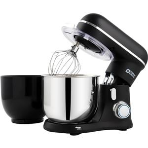 Kitchen in the box Impastatrice Planetaria, 2 Ciotole 3.5L Piccolo Planetaria Professionale, 10 Velocità Leggero Impastatrice Pizza con Uncino Impastatore, Mescolatore, Frusta Sbattitric(Nero)