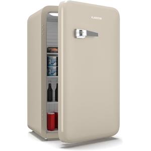 Klarstein Audrey Evo 90L - Minifrigo Rétro, Silenzioso: 40 dB, Termostato Regolabile, Sportello Reversibile, Mini Frigo da Camera & Ufficio, Design Vintage, Crema