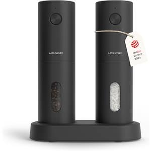 LARS NYSØM Set macinini elettrici sale e pepe | Automatici con macinino in ceramica regolabile | Set per spezie elettrico ricaricabile via USB (Carbon Black)