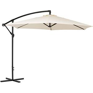 Baroni Home Ombrellone da Giardino Decentrato, Ombrellone Terrazzo, Balcone, Ombrellone Parasole Regolabile, Chiusura a Manovella con Base a Croce, Ø 3m x 2,47 m, Colore Bianco