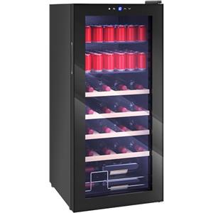 HOMCOM Cantinetta Vino Refrigerata 20 Bottiglie 92L Cantina Vino Silenziosa Temperatura Regolabile 5-18℃ Frigo Vino Bar con Vetro Anti UV, Ripiani, Compressore, Display Touch, Luci LED, Classe G