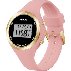 AOOSU Orologio Digitale da Donna, Orologio da Donna con Sveglia, Cinturino in Silicone, Quadrante Luminoso, Visualizzazione Della Data, Adatto per Il Tempo Libero o lo Sport (Rosa Fiori di Ciliegio)