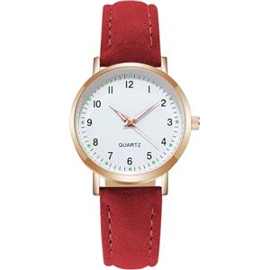 AOOSU Orologio Da Donna, Orologio Al Quarzo Analogico, Orologio Da Polso per Donna Orologio Da Donna Classico Business Casual Cinturino per Oorologio Satinato (Rosso)