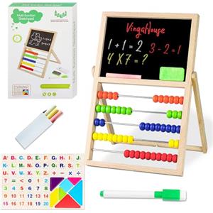VingaHouse Abaco di Legno per bambini Giochi Montessori Calcolatrice Quadro di Conteggio con Lavagna e Adesivo Magnetico Regali per bambini Oltre i 3 Anni