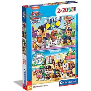 Clementoni - 24779 - Supercolor Puzzle - Paw Patrol - 2x20 pezzi (2 puzzle da 20 pezzi) - Made in Italy, puzzle bambini 3 anni+