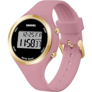 AOOSU Orologio Digitale da Donna, Orologio da Donna con Sveglia, Cinturino in Silicone, Quadrante Luminoso, Visualizzazione Della Data, Adatto per Il Tempo Libero o lo Sport (Rosa Pasta di Fagioli)