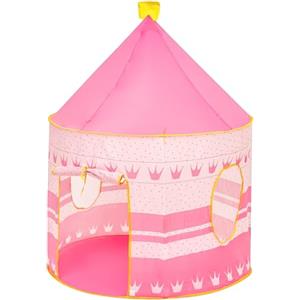 Baroni Toys Tenda da gioco rosa con corone per bambini di 3 4 5 6 7 anni, borsa da trasporto per interni ed esterni, casa di gioco, capanna per ragazze, 105 x 135 cm