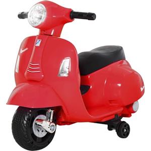 HOMCOM Moto Elettrica per Bambini 6V con Licenza Ufficiale Vespa Batteria, Motorino Elettrico per Bambini da 18-36 Mesi con Fari e Clacson, 66.5x38x52cm, Rosso