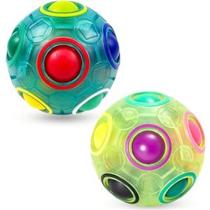 EACHHAHA Magic Rainbow Ball Pallone Arcobaleno Set di 2 Puzzle 3D Riempitivo per Calza di Natale, Giochi di Intrattenimento per Bambini e Giocattoli di Decompressione per Adulti (Blu + Verde)