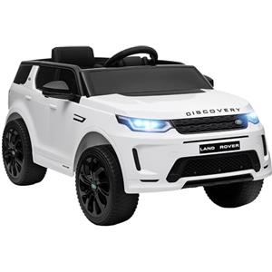 AIYAPLAY Macchina Elettrica per Bambini 3-6 Anni 12V Licenza Land Rover Discovery, 3-5km/h Auto Elettrica per Bambini con 2 Motori, Telecomando, Cintura, Musica, Clacson e Fari, Bianco