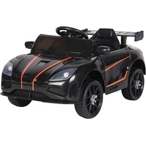 Baroni Toys Macchina Elettrica per Bambini 6V con Telecomando, Musica, Luci LED e Sedile in Ecopelle - Auto Elettrica 3-5 km/h per Bambini da 1 a 4 Anni, Stile Sportivo Nera