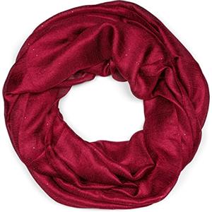 styleBREAKER Sciarpa ad anello da donna leggera e setosa con glitter in tinta unita, sciarpa a tubo, scialle 01016214, colore:Bordò-Rosso