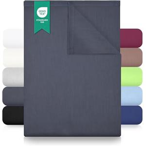 GREEN MARK Textilien lenzuolo piano 100% cotone - Lenzuolo classico senza elastico, morbido sulla pelle, facile da mantenere, lavabile ad alta temperatura - Grigio Antracite - 150 x 250 cm