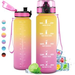 KollyKolla Borraccia sportiva 1L, Borraccia Palestra, Bottiglia Acqua a Prova di Perdite,Motivazionale con Filtro, per Bambino, Bambina, Sport, Scuola