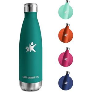 JAPORIA Borraccia Acciaio Inox 500ml, Bottiglia Termica Senza BPA, Isolamento Termico, Borraccia Termica per Ufficio, Ragazze, Sport, Escursioni