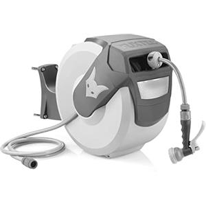 Fuxtec Avvolgitubo automatico Grigio a muro FUXTEC FX-WSA30G da 30 m di tubo acqua flessibile ½ Pollice con "EASY FIX" per una facile irrigazione - Orientabile a 180° (65x29x46 cm)