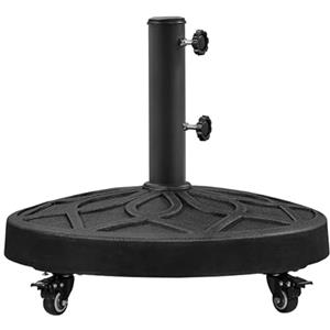 Yaheetech Base per Ombrellone Rotonda Esterno con Ruote e Manopola, Autopeso in Resina e Metallo Supporto 21 kg per Pali da Ø38mm e Ø48mm per Terrazza Balcone Giardino Spiaggia, Nero