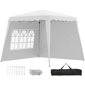 Outsunny Gazebo Pieghevole 2.4x2.4 m Pop Up ad Altezza Regolabile a 3 Livelli con Borsa da Trasporto, Gazebo da Esterno in Acciaio e Oxford, UV50+, per Giardino, Feste, Bianco