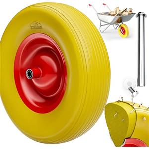 Gardebruk Ruota per carriola in PU Gomma piena Antiforatura 4.80/4.00-8 Ø 390 mm 200 kg Include Asse Pneumatico Ruota di ricambio