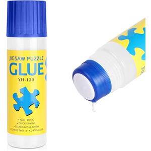 AUAUY Colla Per Puzzle, Colla per Puzzle Liquida, Fino Puzzle 3000 pezzi, Permanente, Applicatore In Spugna, Accessori Puzzle Adulti e Bambini (120 ML)