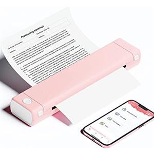 Phomemo M08F Stampante Portatile A4, Stampante Termica Compatibile con Smartphone via Bluetooth, PC via Cavo USB, Stampante Da Viaggio Supporta A4 Carta Termica, Rosa