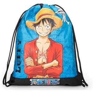 Franco Cosimo Panini ONE PIECE - Sacca Coulisse Ufficiale One Piece, Compatta e Versatile, Ideale per Palestra, Scuola, Viaggi, Portamerenda, Idea Regalo Bambini e Ragazzi, 35x42x2 cm, Blu