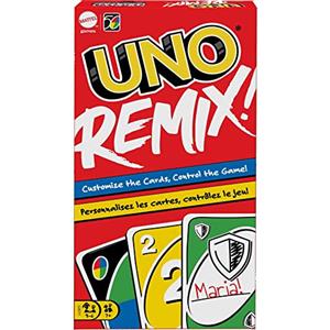 Mattel Games- UNO Versione REMIX, Personalizza le Carte e Vinci, Gioco di Carte per la Famiglia e Bambini 7+Anni, GXD71