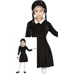 FIESTAS GUIRCA | Costume Gothic Girl Bambini (7-9 anni) - Vestito per Ragazze - Costumi da Studentessa e Scolaretta per Halloween, Carnevale, Feste di Film e Serie - Ideale per Bambine - Nero