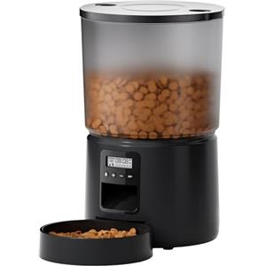 BEMOONY 5L Distributore Automatico Cibo Gatti, Dispenser Cibo Gatti con Timer Programmabile, 1-6 Pasti al Giorno, Distributore Cibo Gatto con Premere Sulla Copertina e Funzione di Registrazione 10s