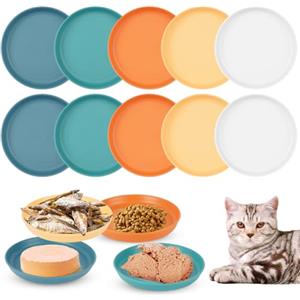 Alaoo Ciotole per Gatti Piatte, Confezione da 10 Ciotole per Gatti Colorate, Rotondo Ciotola per Gatti, Ciotola per Gatti Whisker Fatigue, Ciotole Piatte per Gatto e Cuccioli, per Cibo Secco/Umido
