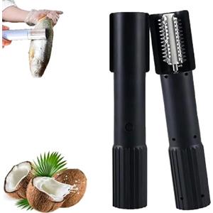 Generico Macchina Elettrica Portatile Grattugia di Cocco, Trituratore Cordless Portatile con Rullo in Acciaio Inox Anti-spruzzo per Cocco, Pesce e Verdure (Nero)