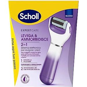 Dr. Scholl's Scholl Velvet 2in1 Leviga e Ammorbidisce, Sistema di Pedicure Elettronico per Levigare i Piedi Testine Interscambiabili a Doppia Azione, Rimuove la Pelle Dura e Ammorbidisce, per una Finitura Perfetta
