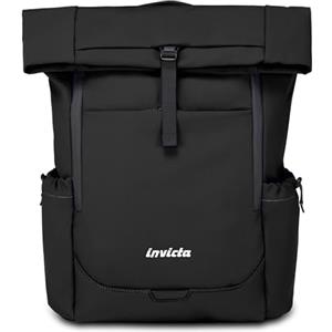 Invicta Zaino Lavoro Act Fold, Nero, Monoscomparto Con Tasca PC 15,6", Tasca Borraccia e Fondo Rinforzato, Zaino Capiente 32 L Per Ufficio e Università, Per Uomo e Donna