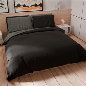 PETTI Artigiani Italiani - Set Copripiumino Singolo 200x135 cm (1 Federa 75x50 cm Inclusa), Parure Copripiumino Morbida Microfibra Tinta Unita Grigio Scuro - Nero