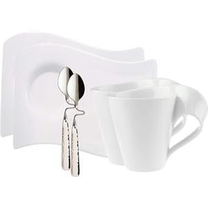 Villeroy & Boch NewWave Set Caffè, Servizio per Cappuccino, Tazzina, Piattino, per 2 Persone, Lavabile in Lavastoviglie, Acciaio Inox, 6 Pezzi