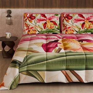 PETTI Artigiani Italiani - Trapunta Invernale, Piumone Invernale, Trapunta Matrimoniale Double Face Tinta Unita e Stampa Digitale Floreale 25 36, 100% Microfibra, Made in Italy