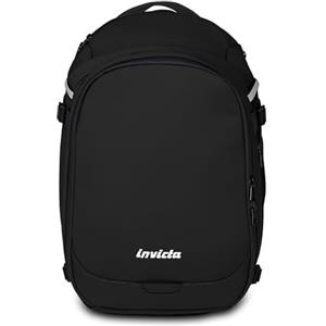 Invicta Zaino Viaggio Campus S, Nero, Monoscomparto Con Tasca PC 15,6", Tasca Borraccia e Fondo Rinforzato, Bagaglio a Mano da 23,5 L, Zaino Lavoro e Viaggio, Per Uomo e Donna